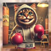 Autocollant Pour Fenêtre "Champ de boxe ? - Chat avec clous de boxe (Feuille 2)