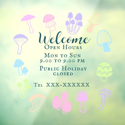 Autocollant Pour Fenêtre Champignon Coloré (Feuille 3)