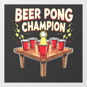 Autocollant Pour Fenêtre Champion de la bière Pong Ping Pong Boire