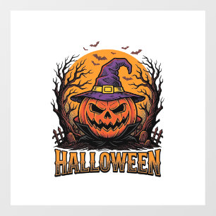 Autocollant Pour Fenêtre Chapeau de sorcière de citrouille Halloween vintag