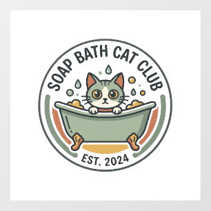 Autocollant Pour Fenêtre Chat de bain savon POD Art Vector - Club Chat de B