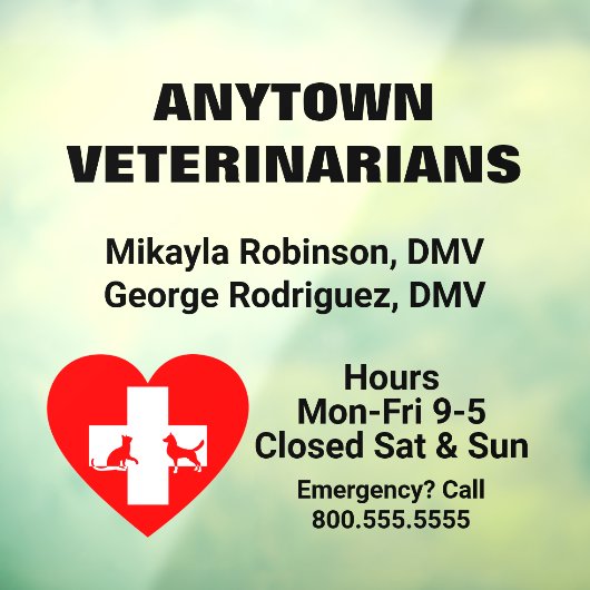 Autocollant Pour Fenêtre Chat de chien et Coeur rouge Vétérinaire Clouage d (Feuille 3)