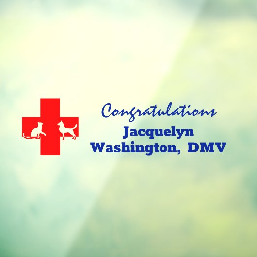 Autocollant Pour Fenêtre Chat de chien et Croix Rouge Félicitations Vétérin (Feuille 3)