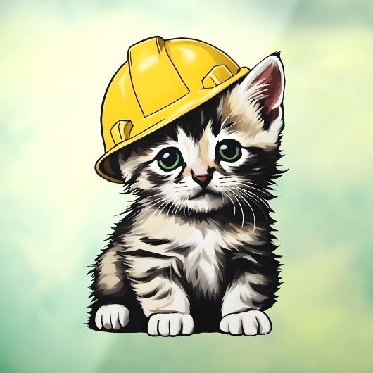 Autocollant Pour Fenêtre Chat de construction (Feuille 3)