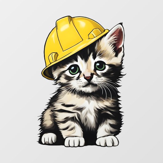 Autocollant Pour Fenêtre Chat de construction (Feuille)