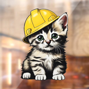Autocollant Pour Fenêtre Chat de construction