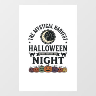 Autocollant Pour Fenêtre Chat d'Halloween Chats noirs Citrouilles Vintage D