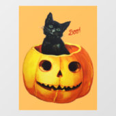 Autocollant Pour Fenêtre Chat d'Halloween en Citrouille (Feuille)