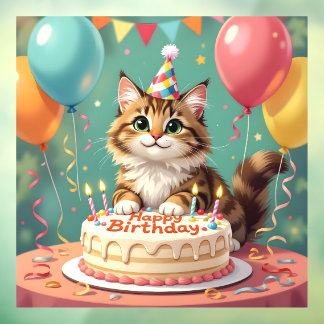 Autocollant Pour Fenêtre Chat drôle joyeux anniversaire