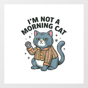 Autocollant Pour Fenêtre Chat du matin Gravure vintage T-shirt drôle de cha