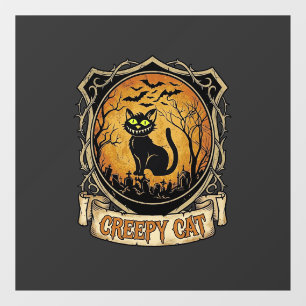 Autocollant Pour Fenêtre Chat effrayant Halloween Chauve-souris de cimetièr