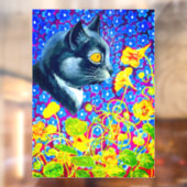 Autocollant Pour Fenêtre Chat en fleurs (Feuille 2)