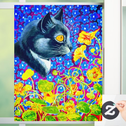 Autocollant Pour Fenêtre Chat en fleurs (Maison)