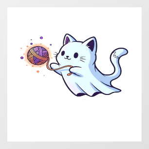 Autocollant Pour Fenêtre Chat fantôme mignon Kitten Halloween effrayant S