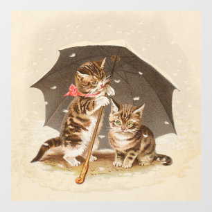 Autocollant Pour Fenêtre Chat Kitten chaton antique vintage jolie mignonne