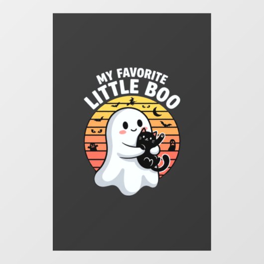 Autocollant Pour Fenêtre Chat Little Boo fantôme d'Halloween (Feuille)