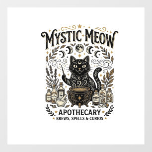 Autocollant Pour Fenêtre Chat Mystique Miaou Sorcière Apothicaire Mystique