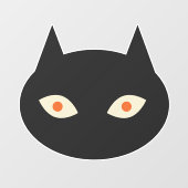 Autocollant Pour Fenêtre Chat noir d'Halloween (Feuille)