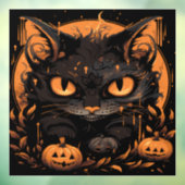 Autocollant Pour Fenêtre Chat noir d'Halloween avec Citrouilles et lune (Feuille 3)