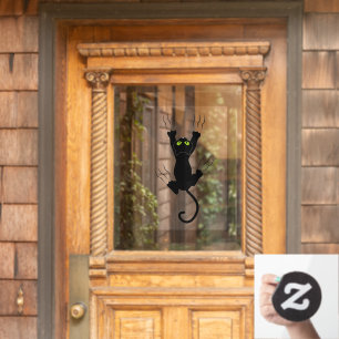 Autocollant Pour Fenêtre Chat noir d'Halloween glissant sur du verre