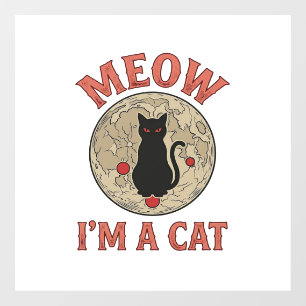 Autocollant Pour Fenêtre Chat noir drôle Lune Halloween vintage Design_1