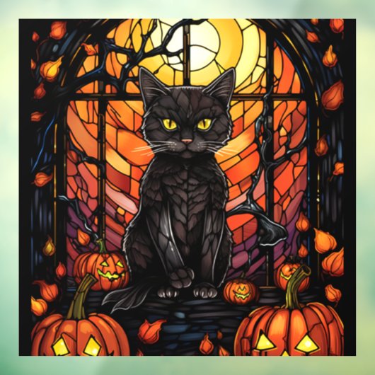 Autocollant Pour Fenêtre Chat noir Éffrayant en verre (Feuille 3)