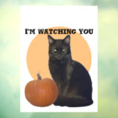 Autocollant Pour Fenêtre Chat noir et Citrouille orange | Je vous regarde (Feuille 3)