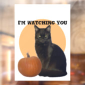 Autocollant Pour Fenêtre Chat noir et Citrouille orange | Je vous regarde (Feuille 2)