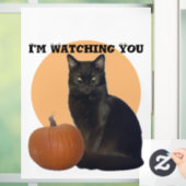 Autocollant Pour Fenêtre Chat noir et Citrouille orange | Je vous regarde (Maison)