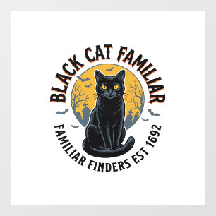 Autocollant Pour Fenêtre Chat Noir Familier Design de Sauvetage Halloween V