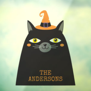 Autocollant Pour Fenêtre Chat Noir Halloween Whimsical Cute Personnalisé