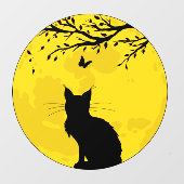 Autocollant Pour Fenêtre Chat noir Lune jaune (Feuille)