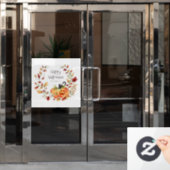 Autocollant Pour Fenêtre Chat noir mignon, Citrouille et feuillage d'automn (Porte de bureau)