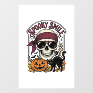 Autocollant Pour Fenêtre Chat squelette Halloween Graphique de citrouille v