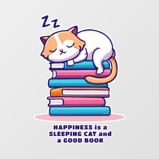 Autocollant Pour Fenêtre Chat sur une pile de livres Cute Personnalisé Litt (Feuille)