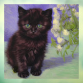 Autocollant Pour Fenêtre Chat Van Gogh avec fleurs blanches (Feuille 3)