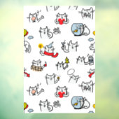 Autocollant Pour Fenêtre Chats amusants, lait et magie. (Feuille 3)