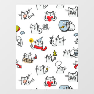 Autocollant Pour Fenêtre Chats amusants, lait et magie.