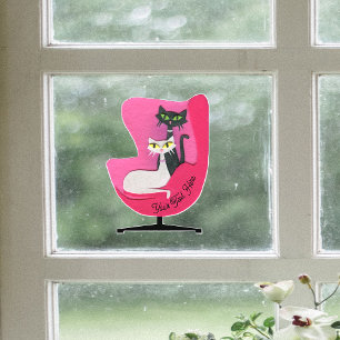 Autocollant Pour Fenêtre Chats Atomiques Chic et Jolis dans une Chaise Rose