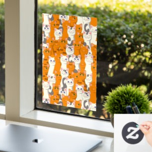 Autocollant Pour Fenêtre Chats blancs et gingembre motif yeux verts yeux bl