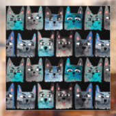 Autocollant Pour Fenêtre Chats bleus (Feuille 2)