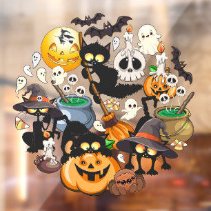 Autocollant Pour Fenêtre Chats d'Halloween Fête Drôle