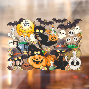 Autocollant Pour Fenêtre Chats d'Halloween Fête Drôle