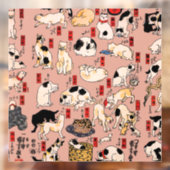 Autocollant Pour Fenêtre chats japonais Ukiyo-e Funny kitty (Feuille 2)