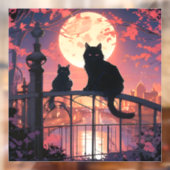 Autocollant Pour Fenêtre Chats noirs et Pleine lune (Feuille 2)