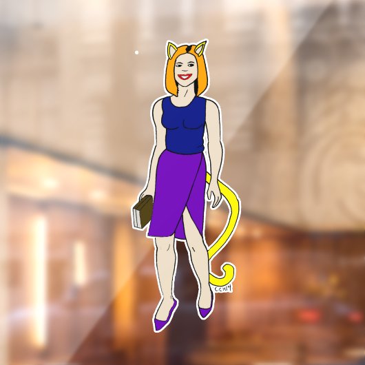 Autocollant Pour Fenêtre chatte fille (Feuille 2)