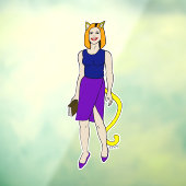 Autocollant Pour Fenêtre chatte fille (Feuille 3)