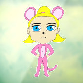 Autocollant Pour Fenêtre chatte rose (Feuille 3)