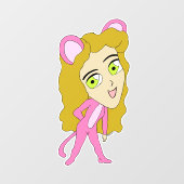 Autocollant Pour Fenêtre chatte rose (Feuille)