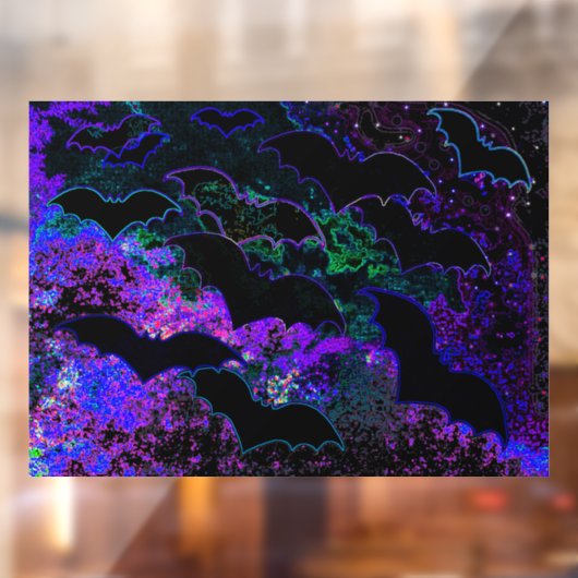 Autocollant Pour Fenêtre Chauves-souris en vol Neon Purple (Feuille 2)
